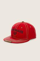 True Religion Genuine Leather Visor Tip Baseball Cap - Washed Red