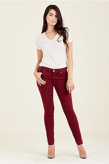 Jennie Curvy Womens Skinny Jean | Ox Blood | Size 23 | True Religion