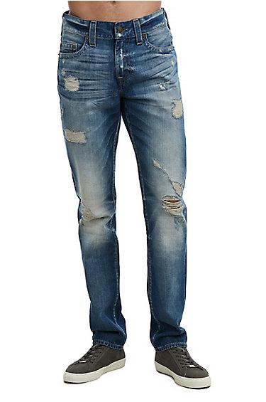 Mens Distressed Geno Slim Jean | Worn Rebel | Size 28 | True Religion