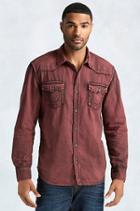 True Religion Western Acid Wash Mens Shirt - Red