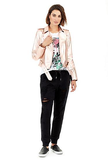 Distressed Mesh Womens Jogger | Black | Size X Small | True Religion