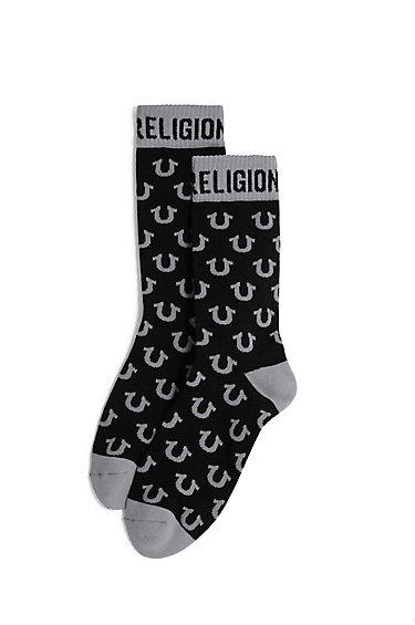 Mens U Logo Sock | Black | True Religion