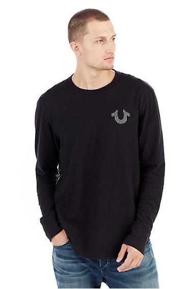 Long Sleeve Skeleton Graphic Mens Tee | Black | Size Medium | True Religion