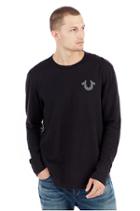 Long Sleeve Skeleton Graphic Mens Tee | Black | Size Medium | True Religion