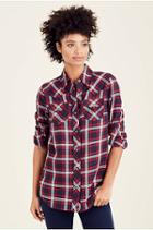 Elongated Georgia Womens Shirt | Navy/red | Size X Small | True Religion