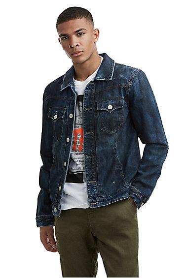 Mens Distressed Dylan Denim Jacket | Midnight Storm | Size Small | True Religion