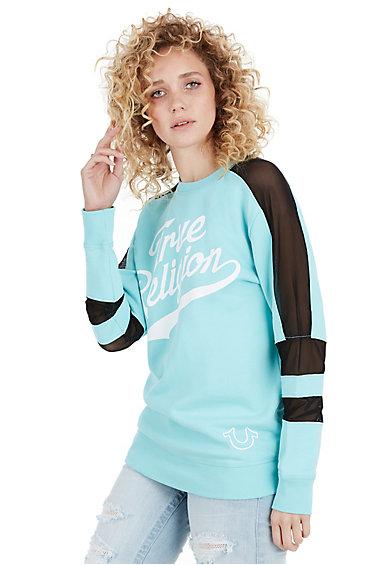 True Athlete Mesh Insert Active Womens Pullover | Succulant | Size Medium | True Religion