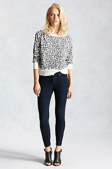 True Religion Halle Super Skinny Corduroy Cropped Womens Pant - Navy