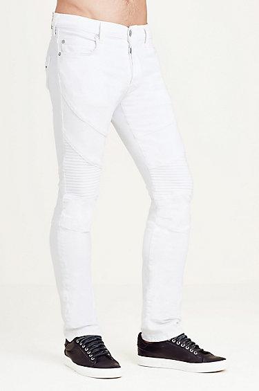 True Religion Geno Slim Moto Mens Jean - Optic White