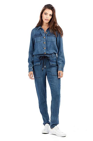 Womens Denim Jumpsuit | Untramarine Glow | Size X Small | True Religion