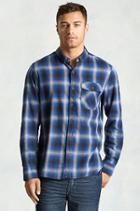 True Religion Single Pocket Woven Mens Shirt - Cobalt Plaid