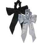 Kitsch Scarf Scrunchies With Tails In Black/grey