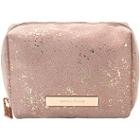 Tartan + Twine Golden Shimmer Travel Makeup Cube Organizer Bag In Pink Splatter