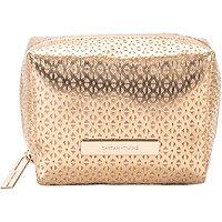 Tartan + Twine Golden Shimmer Travel Makeup Cube Organizer Bag In Perforated Pvc