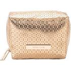 Tartan + Twine Golden Shimmer Travel Makeup Cube Organizer Bag In Perforated Pvc
