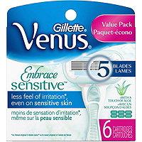 Gillette Venus Embrace Sensitive Women's Razor 5 Blade Cartridge Refills