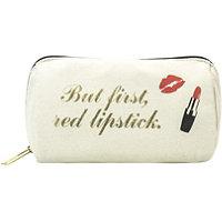 Tartan + Twine But First, Lipstick. Gold Printed Travel Makeup Pencil Case