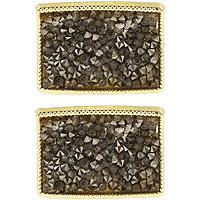 Capelli New York Gunmetal Square Shaped, Stone Accented Claw Clips-2 Piece