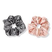 Kitsch Blush & Grey Satin Pillow Scrunchies