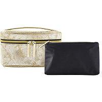 Tartan + Twine Armory Stone Gold Train Case & Purse Set