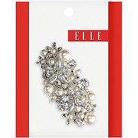 Elle Silver Pearl/rhinestone Barrette