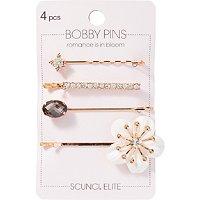 Scunci Gold And Crystal Bobby Slides Set