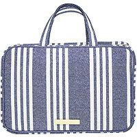 Tartan + Twine Chambray Travel Makeup Weekender Navy Blue Stripe