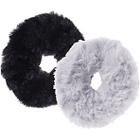 Kitsch Black/grey Faux Fur Scrunchies