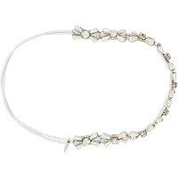 Pink Pewter Beaded Silver And Pearl Elastic Stretch Headwrap