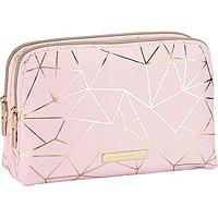 Tartan + Twine Gold Foil Pink Geo Duo Zip Beauty Clutch