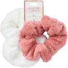 Riviera Pink And White Plush Scrunchie Set