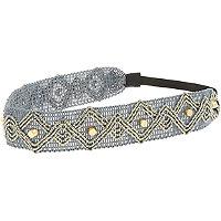 Capelli New York Wide Grey Head Wrap With Gold Studs