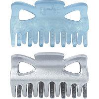 Riviera No Slip Claw Clips In Blue/silver 2 Pc