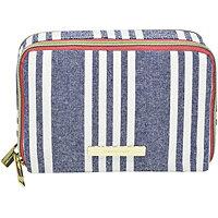Tartan + Twine Chambray Travel Double Zip Makeup Organizer Navy Stripe