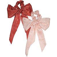 Kitsch Scarf Scrunchies With Tails In Blush And Rust