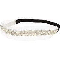 Capelli New York White Mixed Beaded Head Wrap