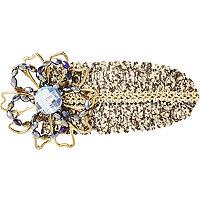 Riviera Metal Leaf Barrette With Beaded Flower