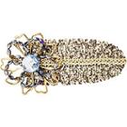 Riviera Metal Leaf Barrette With Beaded Flower