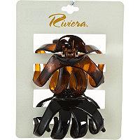 Riviera Black & Tortoise Hair Clip Set