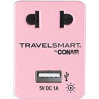 Conair Travelsmart Pink Adapter Plug With Usb
