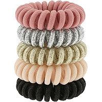 Capelli New York Metallic And Oslid Covered Phone Cord Pony Holders 5 Pc