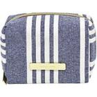 Tartan + Twine Chambray Travel Bag Makeup Cube Navy Blue Stripe