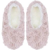 Capelli New York Pink Faux Fur Slipper Socks With Grippers