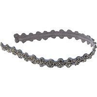Pink Pewter Beaded Gunmetal And Slate Stone Hardband Headwrap