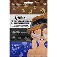 Yes To Triple Masking Kit With Coconut, Charcoal, And Super Blueberries