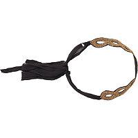Pink Pewter Gold Ribbon Head Wrap