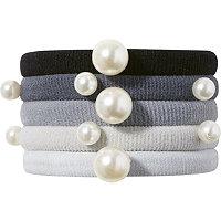 Kitsch Black And Gray Pearl Hair Ties 5 Count