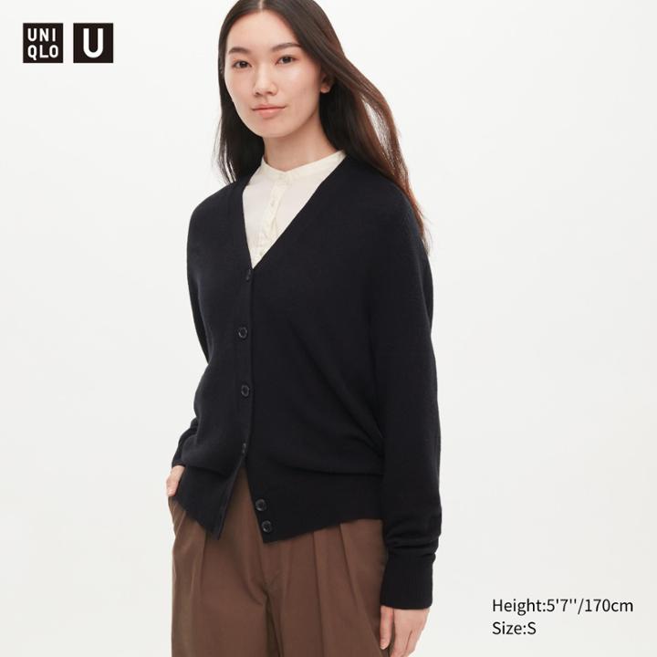 Uniqlo U Crepe Wool V-neck Long-sleeve Cardigan