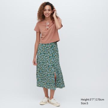Uniqlo Printed Slit Midi Skirt