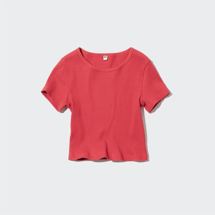 Uniqlo Ribbed Cropped Short Sleeve T-shirt
